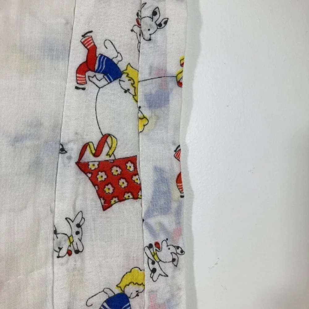 Vintage Handmade Embroidered Baby Quilt Sun Bonnet Sue Boy‎ Flying Kite 41 x 46
